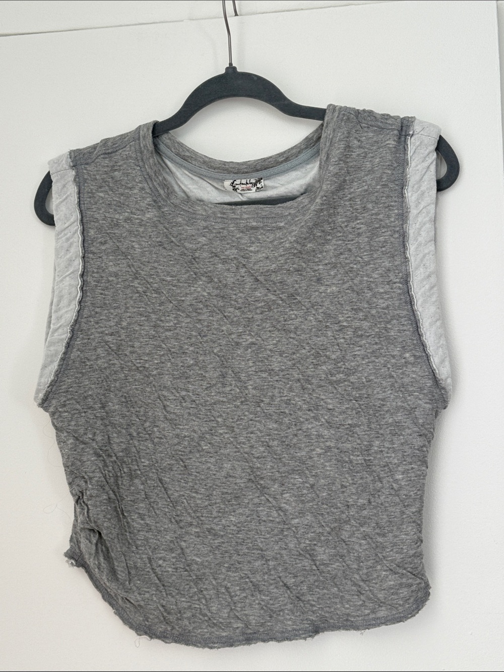 Free People Gray Sleeveless Crop Muscle Tank